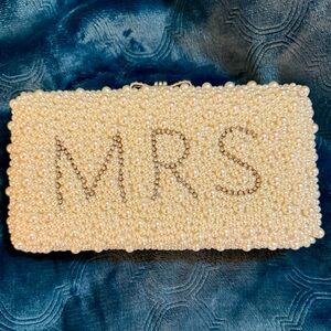 Pearl Beaded “MRS” Clutch – Bridal / Wedding / Bachelorette Purse